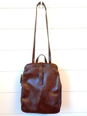 NWOT Antik Kraft vegan leather convertible backpack crossbody bag. Brown.